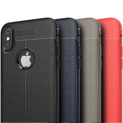 Apple iPhone X Läder mönstrat silikon TPU mobilskal