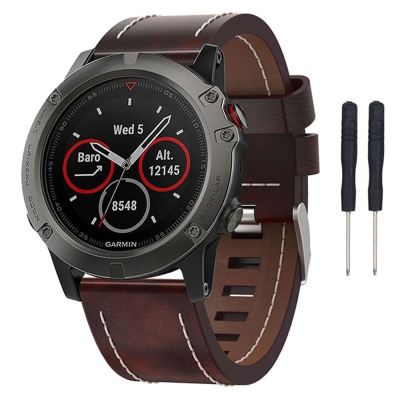 Lærarmbånd Garmin Fenix 3 / 5X (Brown)
