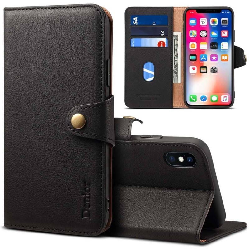 Denior Mobile Wallet Leather 3 Card Apple iPhone XS Max Leather Case Cover Caseonline
