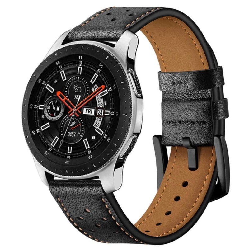 Armband läder Samsung Galaxy Watch 46mm - Svart