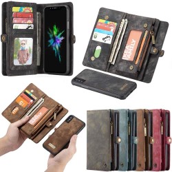 Multiplånbok 11 kort Apple iPhone XS Max mobilplånbok fodral väska dragkedja caseonline