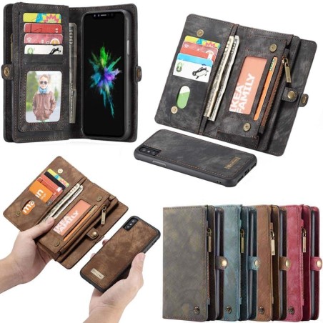 Multiplånbok 11 kort Apple iPhone XS Max mobilplånbok fodral väska dragkedja caseonline