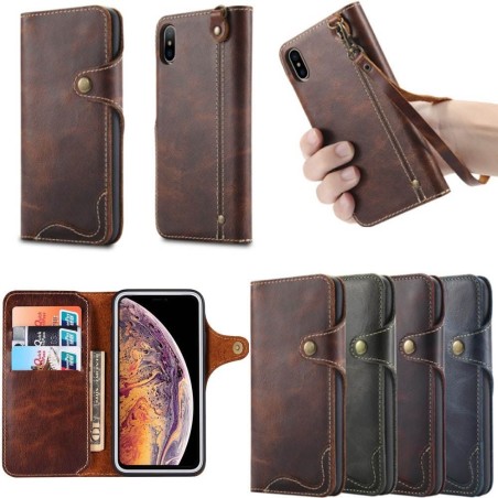 Mobilplånbok 3-kort äkta läder Apple iPhone XS Max mobilskal caseonline