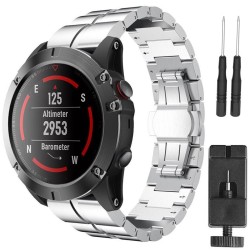 Buy RSF Steel Watchband Double Row (Silver) Garmin Fenix 3 / 3HR / 5X GPS | CaseOnline.com