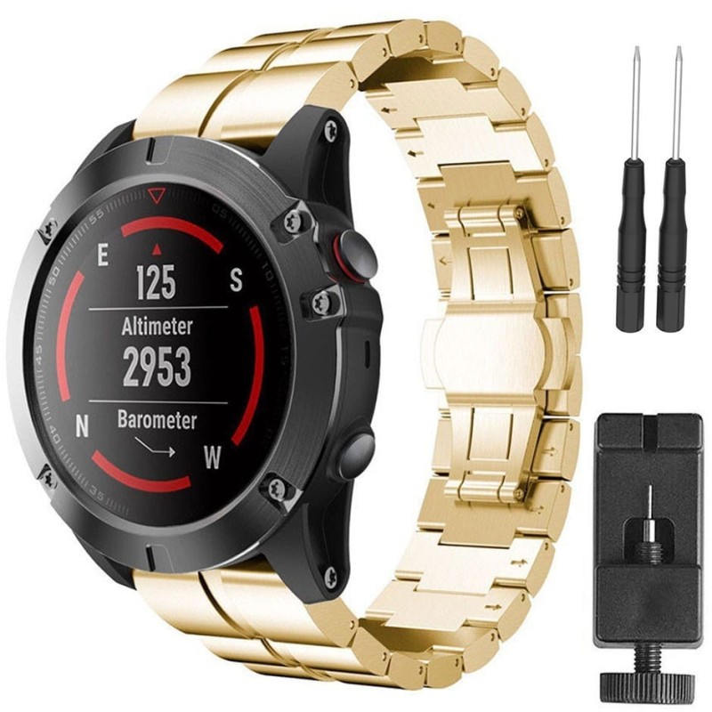 Køb RSF stålurrem dobbelt række (guld) Garmin Fenix 3 / 3HR / 5X GPS