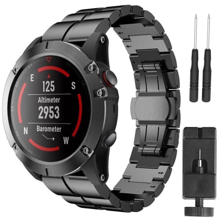 Kjøp RSF stålklokkereim dobbelt rad (svart) Garmin Fenix 3 / 3HR / 5X GPS